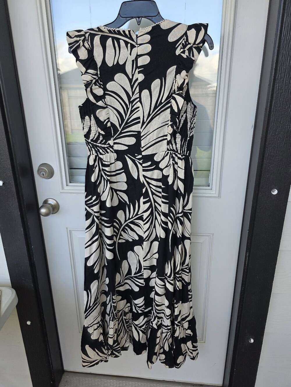 Anne Klein Black White Floral Midi Dress Women Size 2 Ruffle Sleeve V-Neck NWT - Picture 7 of 9